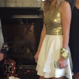 Gold + White homecoming/prom dress